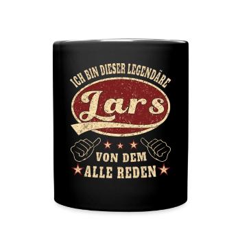 Lars ich bin dieser legendäre Lars Retro - Tasse einfarbig - Schwarz - Vorne