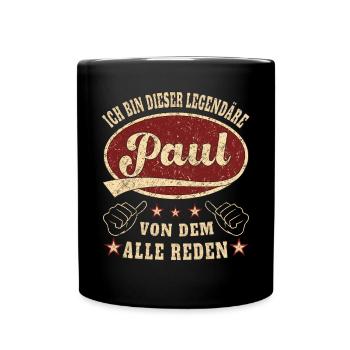 Paul ich bin dieser legendäre Paul Retro - Tasse einfarbig - Schwarz - Vorne