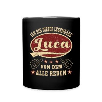 Luca ich bin dieser legendäre Luca Retro - Tasse einfarbig - Schwarz - Vorne