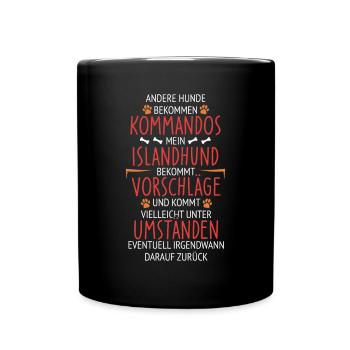 Islandhund Vorschläge statt Kommandos - Tasse einfarbig - Schwarz - Vorne