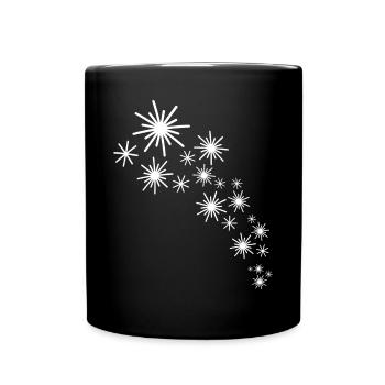Weisse Sterne - Tasse einfarbig - Schwarz - Vorne