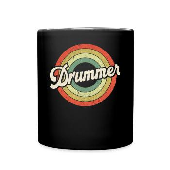 Drummer Retro Vintage Drummer - Full Colour Mug - black - Front