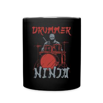 Drummer Drum Set Ninja Vintage - Tasse einfarbig - Schwarz - Vorne