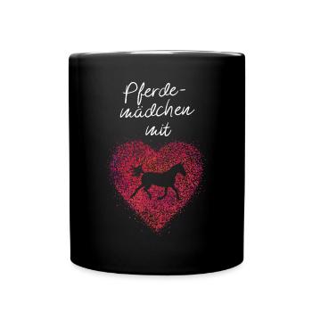 Pferde Pferdemädchen Pferdeliebhaber - Tasse einfarbig - Schwarz - Vorne