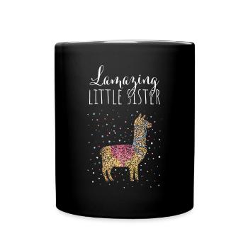 Lamazing Little Sister Lama Alpaca - Full Colour Mug - black - Front