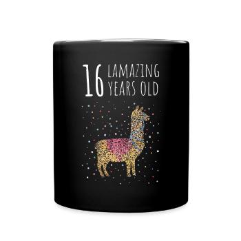 Anniversaire Seize 16ème Lama Alpaga - Mug uni - noir - Devant