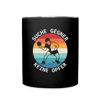 Tischtennis Suche Gegner Keine Opfer - Tasse einfarbig - Schwarz - Vorne