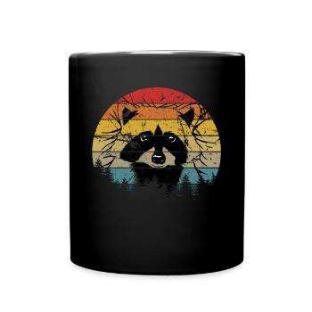 Waschbär Racoon Tier Geschenk Frettchen Marder - Tasse einfarbig - Schwarz - Vorne