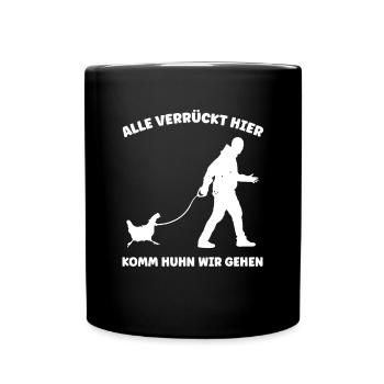 Huhn, Bauernhof, Hühner, Spruch, Bauer Hühnerstall - Tasse einfarbig - Schwarz - Vorne