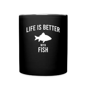 Fisch Spruch - Tasse einfarbig - Schwarz - Vorne