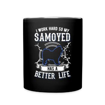 Chien de traîneau de travail Samoyède - Mug uni - noir - Devant