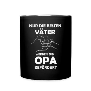 Nur die besten Väter werden zu Opa befördert - Tasse einfarbig - Schwarz - Vorne