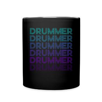Schlagzeuger Schlagzeug Retro - Tasse einfarbig - Schwarz - Vorne