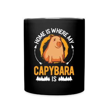 Home is where my Capybara is Wasserschwein - Tasse einfarbig - Schwarz - Vorne