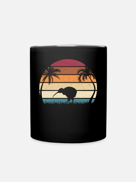 Retro Kiwi Bird Sunset Kiwi Vögel Neuseeland Kiwi - Tasse einfarbig - Schwarz