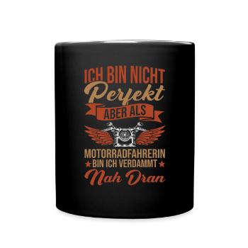 Cooles Biker Girl Motorrad Frauen Motorradfahrer - Tasse einfarbig - Schwarz - Vorne