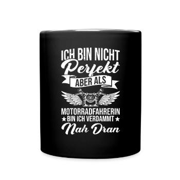 Cooles Biker Girl Motorrad Frauen Motorradfahrer - Tasse einfarbig - Schwarz - Vorne