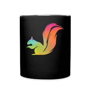 Squirrel Acorn Water Color - Full Colour Mug - black - Front