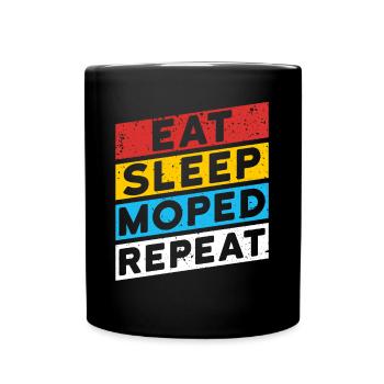 MOPED Moped GDR Motorcycle | EAT SLEEP MOPED REPEAT - Full Colour Mug - black - Front