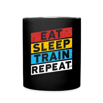 TRAIN | MANGEZ LE TRAIN DE SOMMEIL RÉPÉTER - Mug uni - noir - Devant