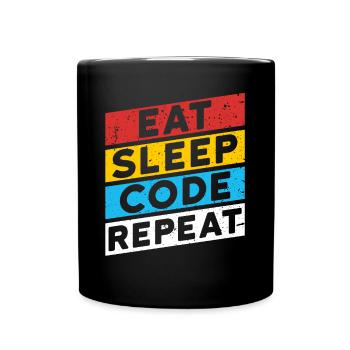 CODE CODER CODING Spruch | EAT SLEEP CODE REPEAT - Tasse einfarbig - Schwarz - Vorne