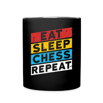 SCHACHSPIELER SCHACH | EAT SLEEP CHESS REPEAT - Tasse einfarbig - Schwarz - Vorne