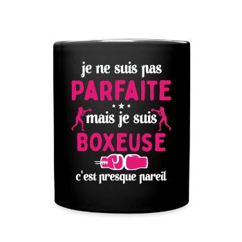 Pas parfaite mais Boxeuse Cadeau Sportif - Mug uni - noir - Devant