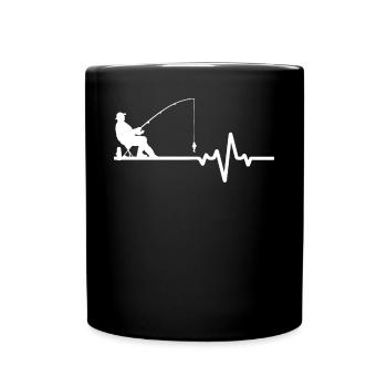Hobby angler with ECG line - Full Colour Mug - black - Front