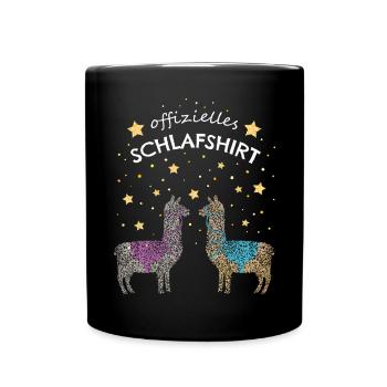 Lama Alpaka Offizielles Schlafshirt - Tasse einfarbig - Schwarz - Vorne