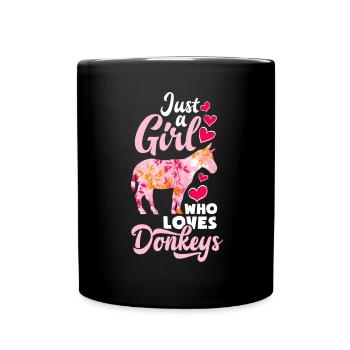 Lustiges Esel Liebhaber Geschenk Mädchen Esel - Tasse einfarbig - Schwarz - Vorne
