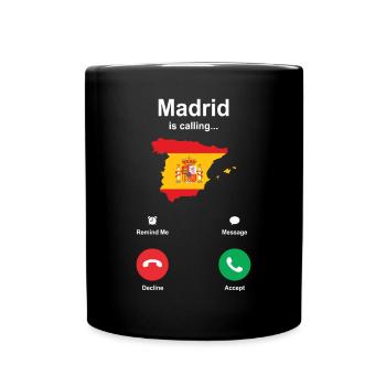 Madrid Ruft Geschenk An - Tasse einfarbig - Schwarz - Vorne