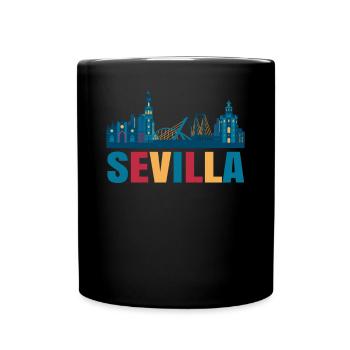 Seville colorful building gift - Full Colour Mug - black - Front