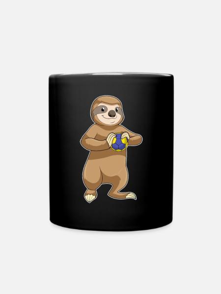 Faultier Handballspieler Handball - Tasse einfarbig - Schwarz