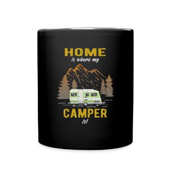 Home is where my Camper is Caravan Camping - Full Colour Mug - black - Front