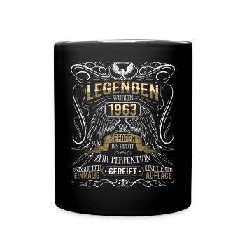 Jahrgang 1963 Legende Geburtsjahr 1963 Geschenk - Tasse einfarbig - Schwarz - Vorne