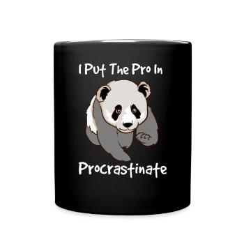 Lazy Panda I Put The Pro In Procrastinate - Full Colour Mug - black - Front