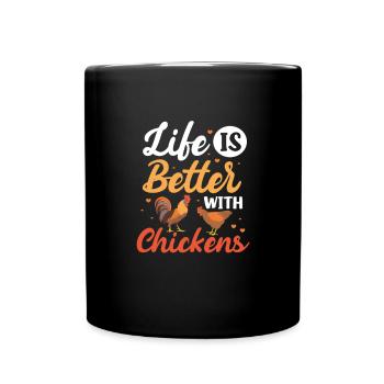 Huhn Bauernhof Geflügel Hahn Hühner Geschenk - Tasse einfarbig - Schwarz - Vorne