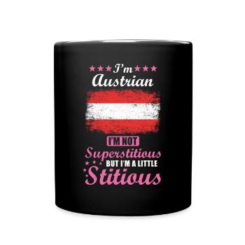 Austrian Mrs. Superstitious Stitious - Full Colour Mug - black - Front