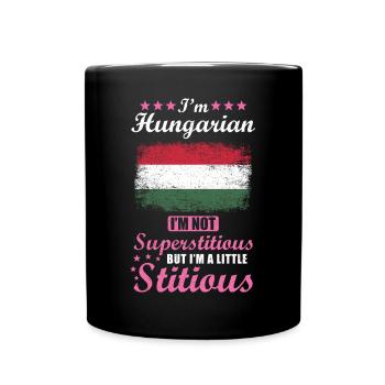 Hungarian Mrs. Superstitious Stitious - Full Colour Mug - black - Front
