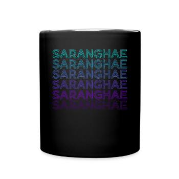 Saranghae Kpop Finger Heart Kdrama Retro - Full Colour Mug - black - Front