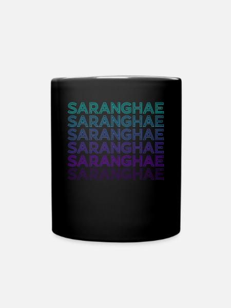 Saranghae Kpop Finger Heart Kdrama Rétro - Mug uni - noir