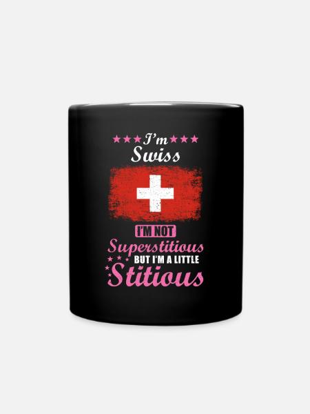 Schweizerin Frau Superstitious Stitious - Tasse einfarbig - Schwarz