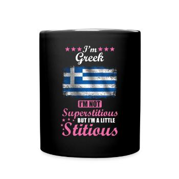Greek Woman Superstitious Stitious - Full Colour Mug - black - Front