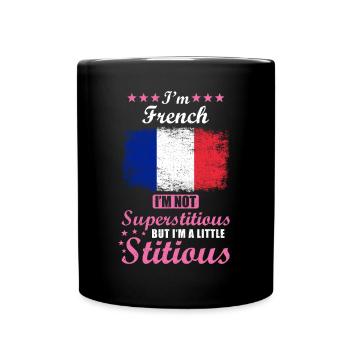 French Woman Superstitious Stitious - Full Colour Mug - black - Front