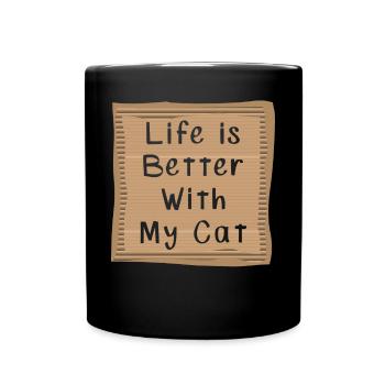 Katze - Tasse einfarbig - Schwarz - Vorne
