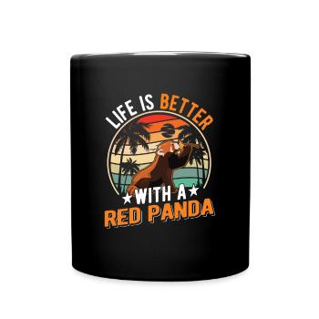 La vie est meilleure avec un panda roux roter panda - Mug uni - noir - Devant