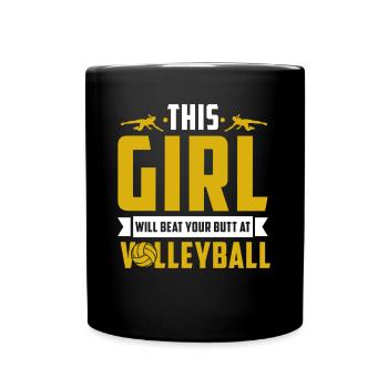 Beach Volley Frauen Volleyball Sport Geschenk - Tasse einfarbig - Schwarz - Vorne
