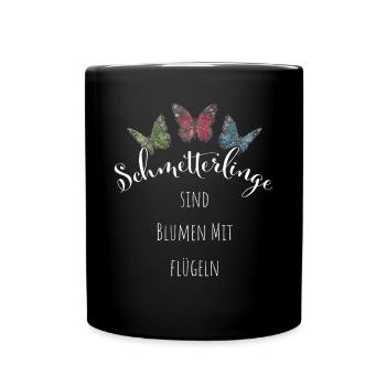 Schmetterlinge Blumen Floristin - Tasse einfarbig - Schwarz - Vorne