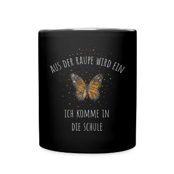 Einschulung Schulkind Schmetterlinge - Tasse einfarbig - Schwarz - Vorne