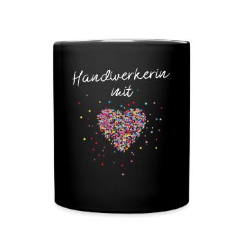 Handwerkerin Mit Herz Heimwerker - Tasse einfarbig - Schwarz - Vorne